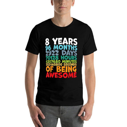 8 Year Old BDay Decorations Son Boy 8yr 8th Birthday  Rolled Sleeves T-Shirt