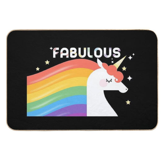 Fabulous Sparkling Rainbow Unicorn  Repositionable Bath Mat