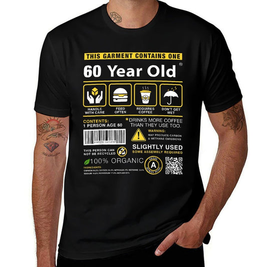 60 Year Old Package Contains Funny 60th Birthday Humor  Oversized Silhouette T-Shirt