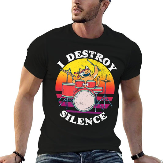I Destroy Silence Drummer Cat Premium  Versatile T-Shirt