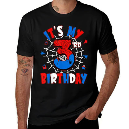 Kids It&#39;s My 3rd Birthday Spider Theme Party 3 Years Old  Vintage-inspired T-Shirt