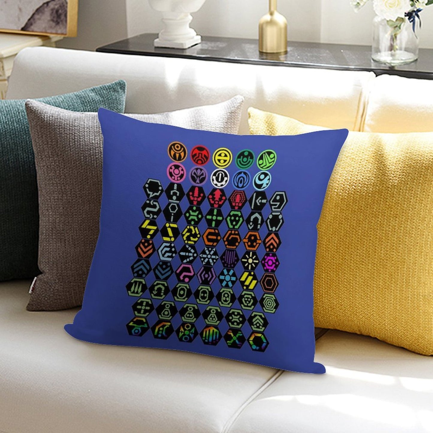 Phantasy Star Online - Icons Soft Hidden Zipper Throw Pillow