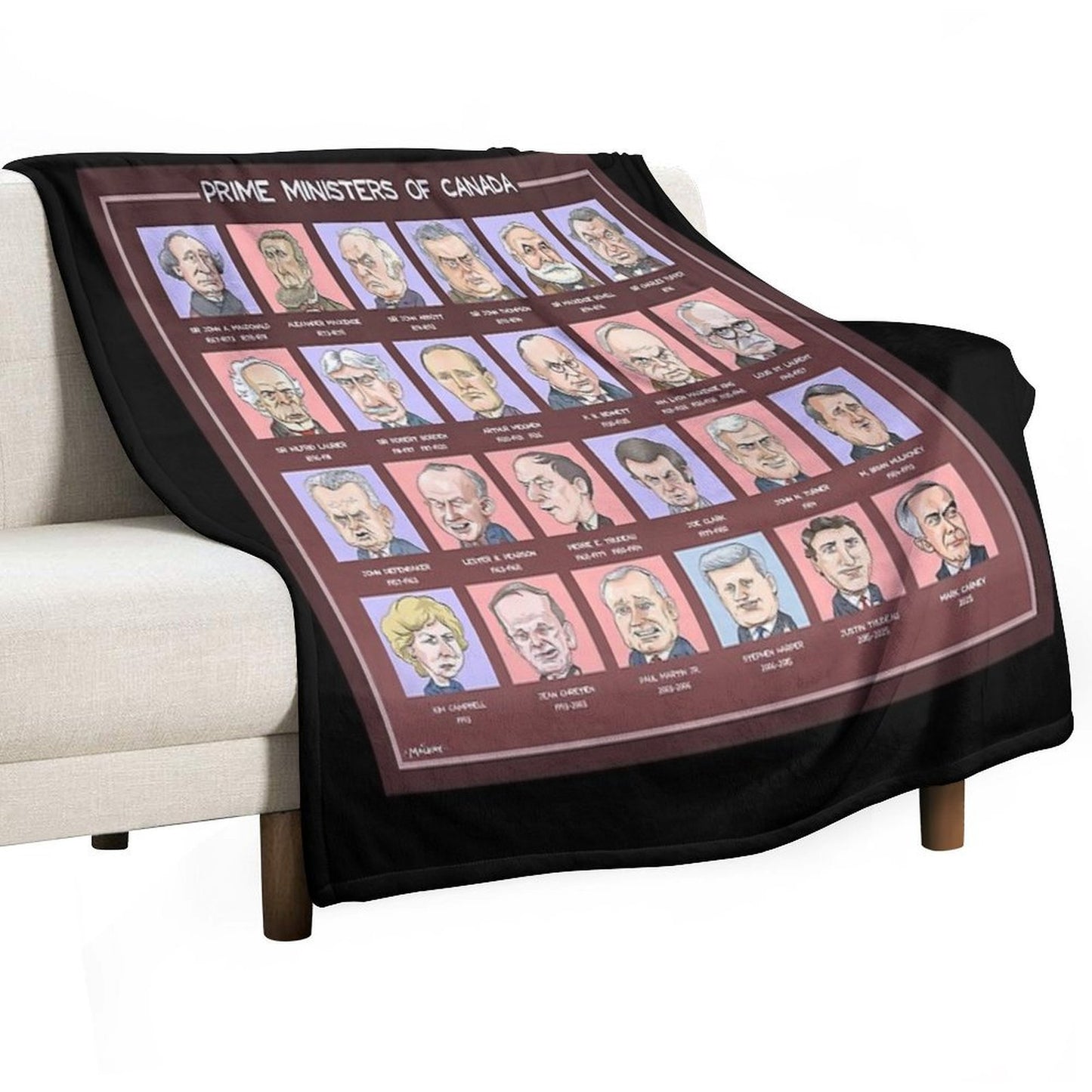 Canada's Prime Ministers (updated 2025) Easy Care Throw Blanket