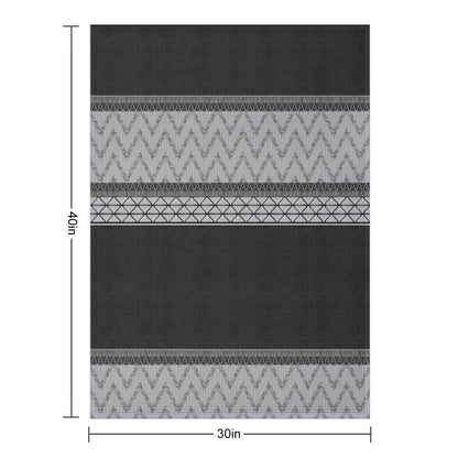 Dutch Wax Border Print in Black & White Machine-washable Throw Blanket