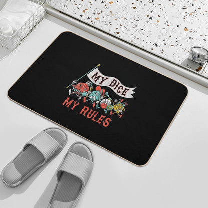 My Dice My Rules - Vintage Cartoon Fantasy Dice  Fade-Resistant Bath Mat
