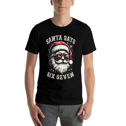 6-7 Meme Christmas Santa Six Seven Brain Rot Funny 67 Xmas  Eco-friendly Material T-Shirt