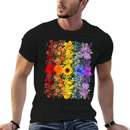 Rainbow Wildflowers Field Flowers LGBTQ Month Pride Month  Stretchy T-Shirt