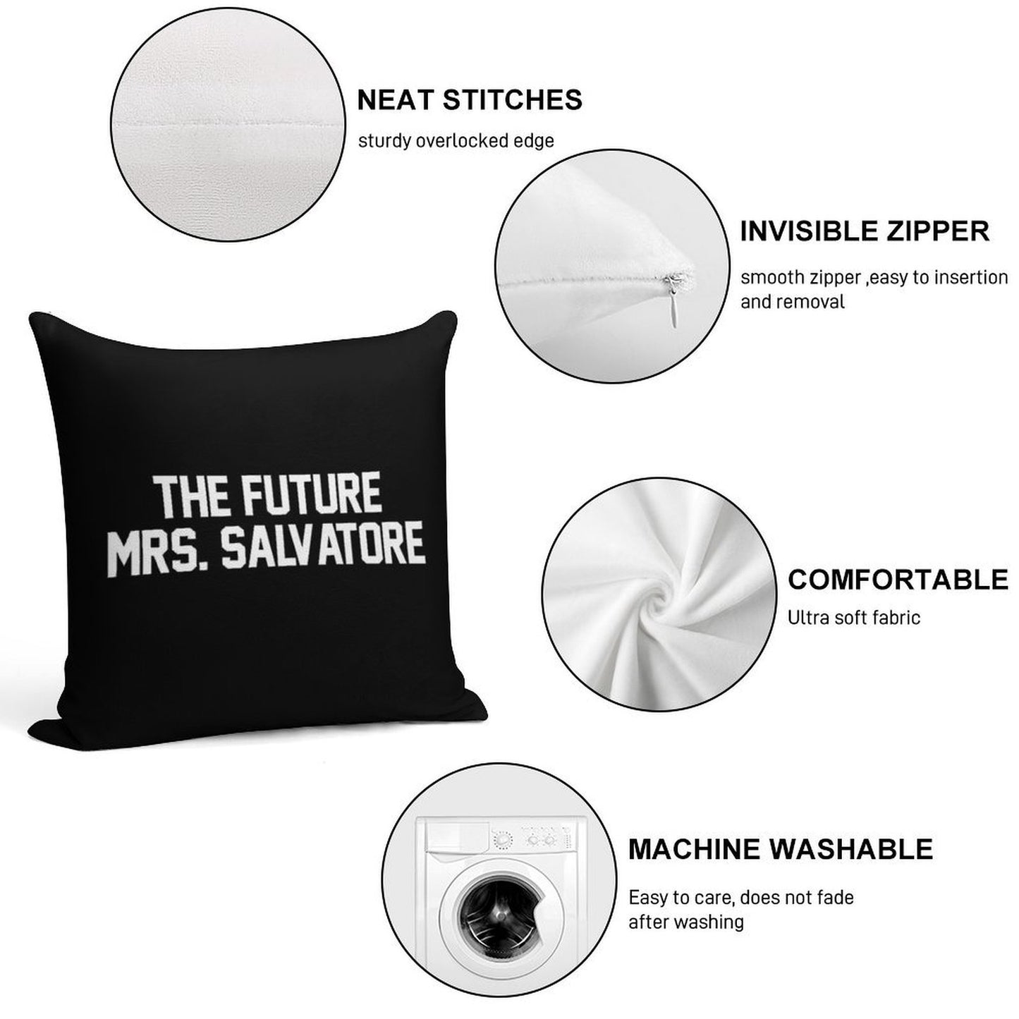 The Future Mrs. Salvatore-- White Soft Gift Ready Throw Pillow