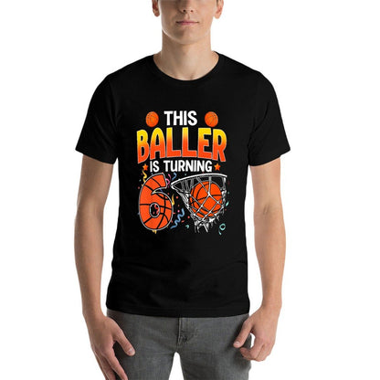 Kids 6th Birthday Basketball 6 Year Old Basketball Player  Rolled Sleeves T-Shirt