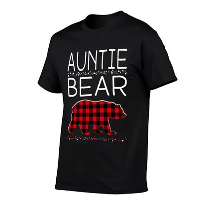 Auntie Bear Christmas Pajamas Matching Family Plaid Women  Lightweight T-Shirt