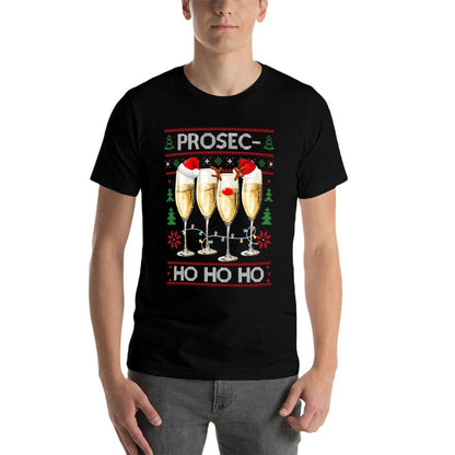 Funny Prosec Ho Ho Ho Christmas Prosecco Santa Hat Wine Sweatshirt  Quick-drying T-Shirt