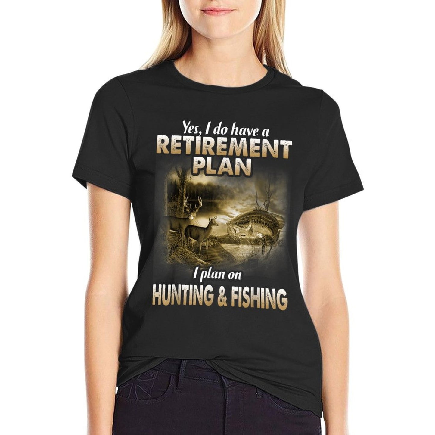 My Retirement Plan Hunting Fishing Hunters Grandpa Fun Gift  Trendy Pattern T-Shirt