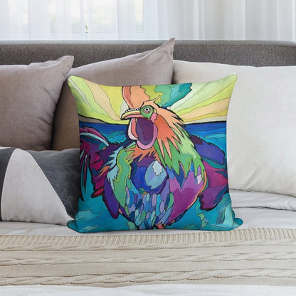 Beach Rooster Soft Fade-Resistant Throw Pillow
