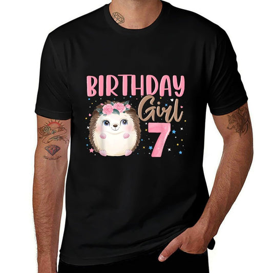 Floral Hedgehog 7th Birthday 7 Yrs Old Toddler Girl  Durable T-Shirt