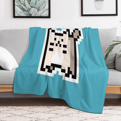White Pixel-Cat Easy Care Throw Blanket