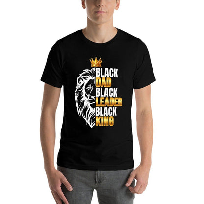 Black Men African Lion Father Day Dad Leader Black King  Relaxed-fit T-Shirt