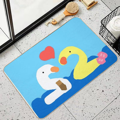 Two Ducks Are Falling in Love  Rapid-Drying Bath Mat