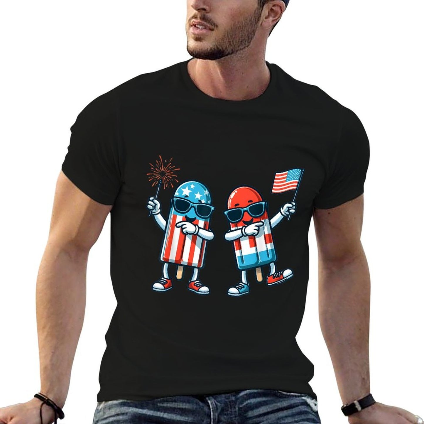 Cute Popsicle American 4th of July Patriotic Summer Boy  Cotton T-Shirt