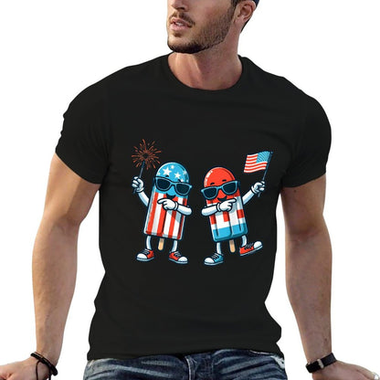 Cute Popsicle American 4th of July Patriotic Summer Boy  Cotton T-Shirt