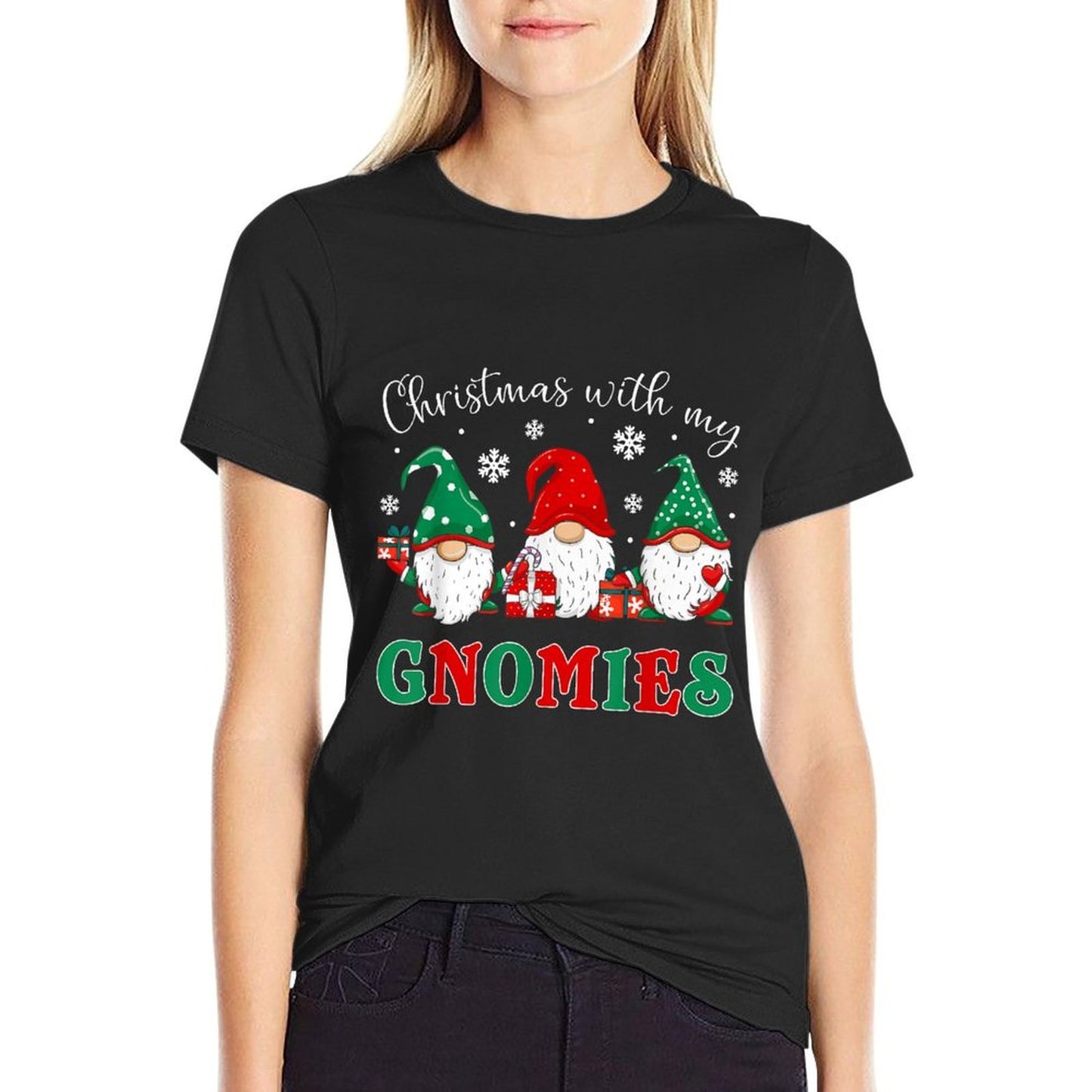 Christmas With My Gnomies Family Christmas Buffalo Plaid  Summer-ready Fabric T-Shirt