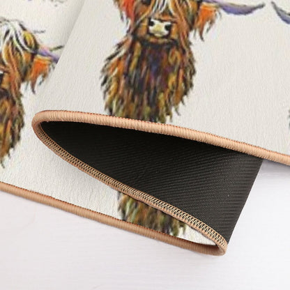 Scottish Highland Cow ' STEWART ' by Shirley MacArthur  Long-Lasting Bath Mat
