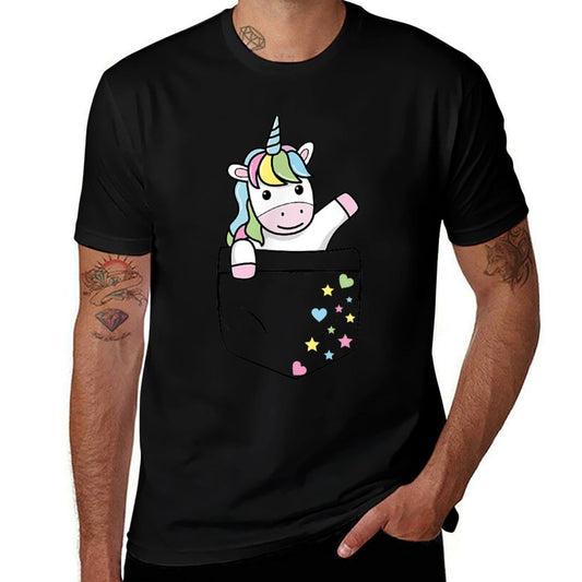 Cute Unicorn in My Pocket Colorful Pastel Magical Stars Gift  Graphic-printed T-Shirt