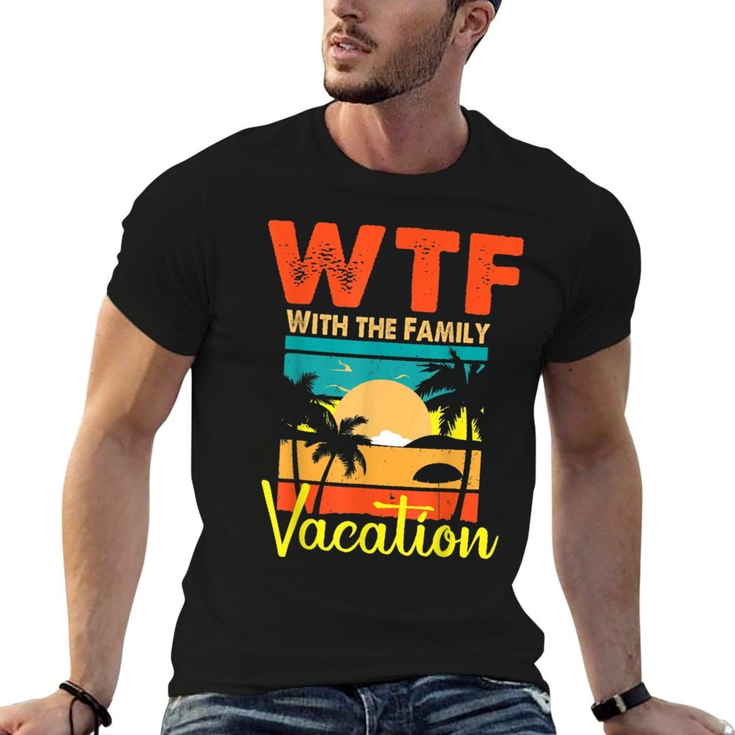 Sunset Retro Vintage WTF With The Family Vacation Matching  Classic T-Shirt