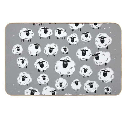 Sheep Well #18 (Gray) - Flock of Sheep - Counting Sheep  Non-Slip Bath Mat