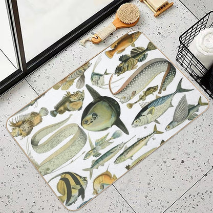 Adolphe Millot Poissons Fish  Easy To Clean Bath Mat