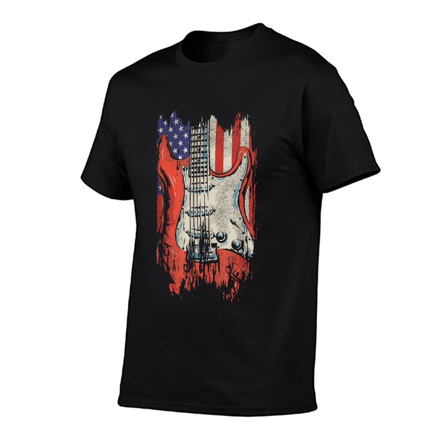 American Guitar 4th of July Guitarist USA Country Music Women Kids Men  Oversized Silhouette T-Shirt