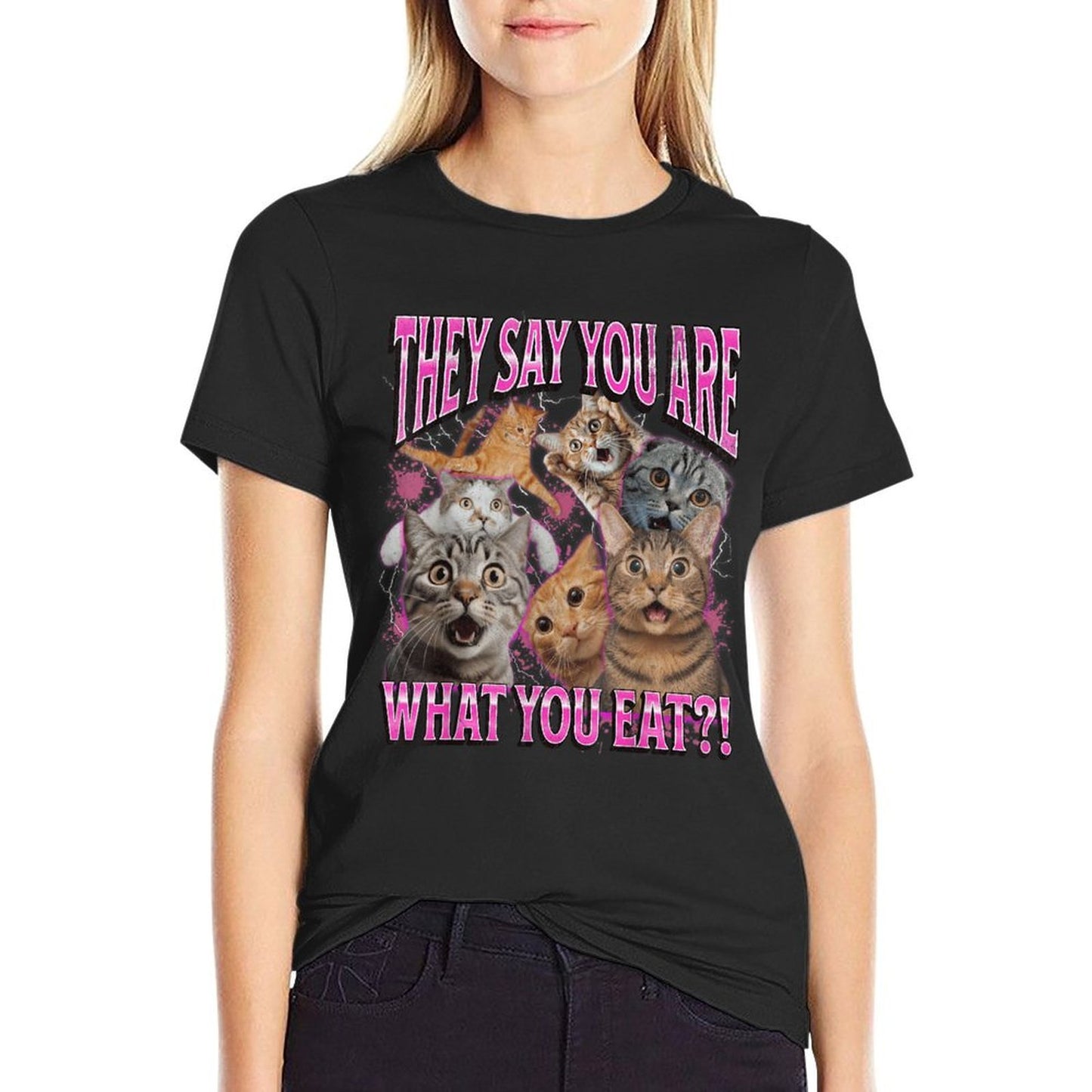 You Are What You Eat Funny Lesbian Cat Meme Bootleg Graphic  Vintage-inspired T-Shirt