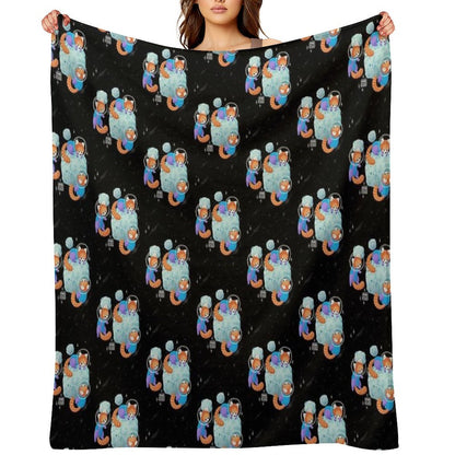 Red Space Pandas Gift-ready Throw Blanket