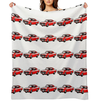 Red 1969 DC Muscle Car Wrinkle-free Throw Blanket