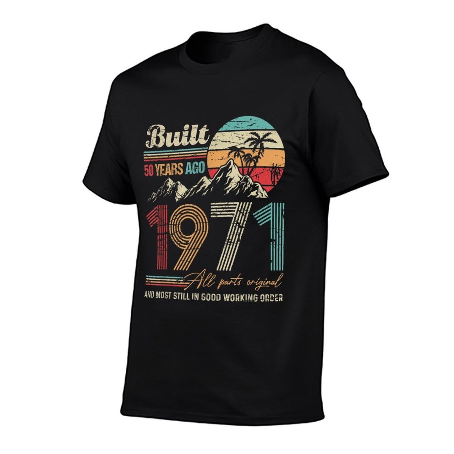 Built 50 Years Ago All Parts Original Funny 50th Birthday  Ribbed Collar T-Shirt