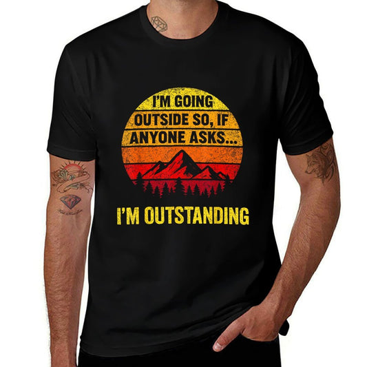 Im Going Outside If Asked Im Outstanding Dad Joke  Heathered Texture T-Shirt