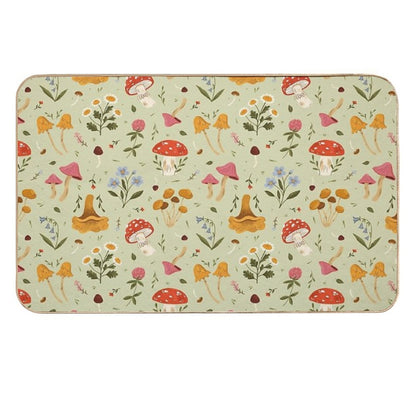 Mushrooms And Wildflowers  Easy To Clean Bath Mat