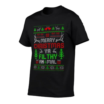 Merry Christmas Animal Filthy Ya Xmas Pajama  Ribbed Collar T-Shirt