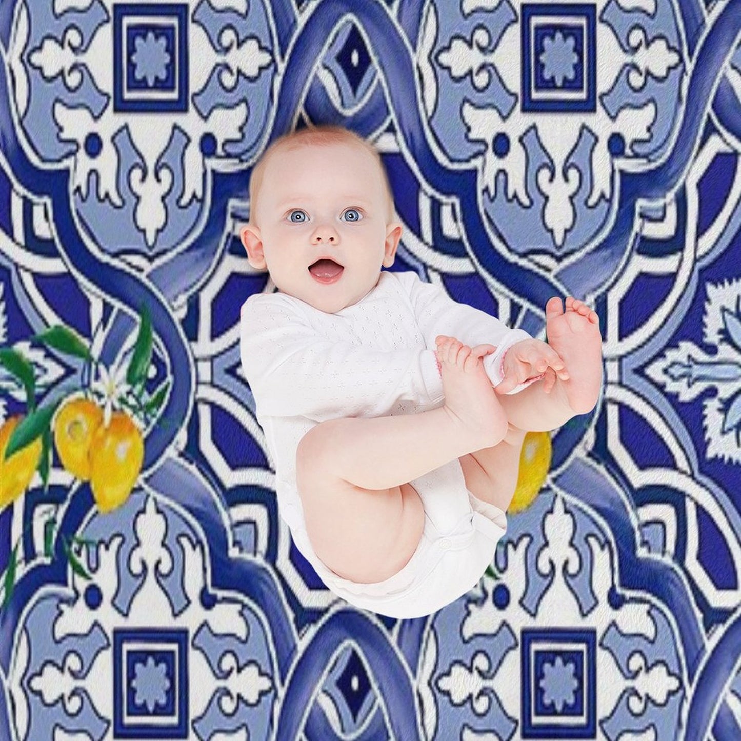 Sicilian Tiles,mediterranean,blue Tiles Compact Throw Blanket