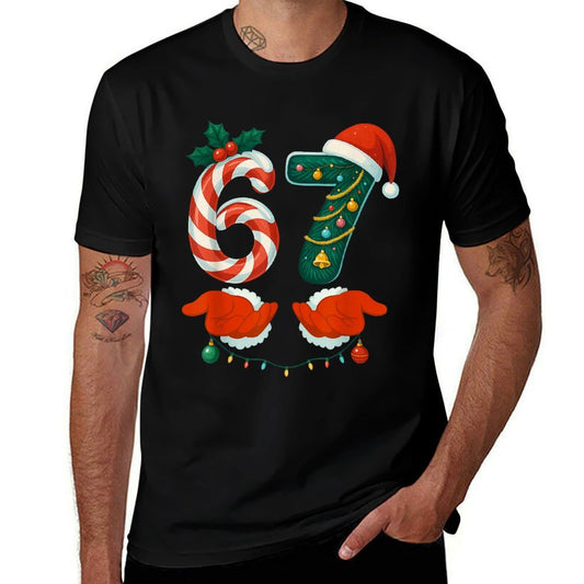 67 Six Seven 6 7 Meme Custome Couple Christmas Matching  Rolled Sleeves T-Shirt