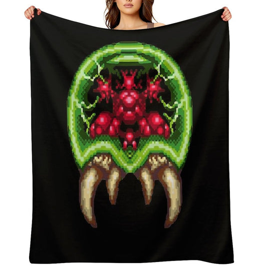 Super Metroid - Giant Metroid Travel-friendly Throw Blanket