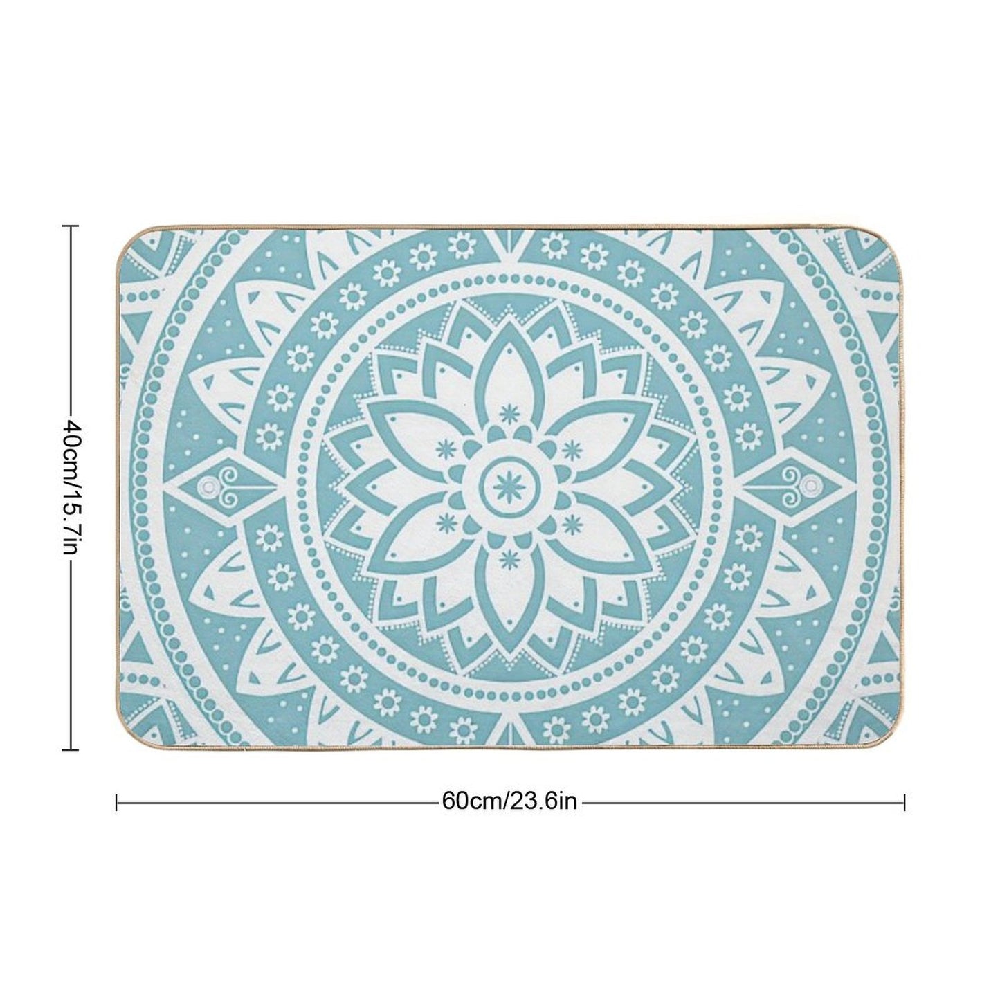 Blue Circular Relaxing Mandala  Easy Maintenance Bath Mat