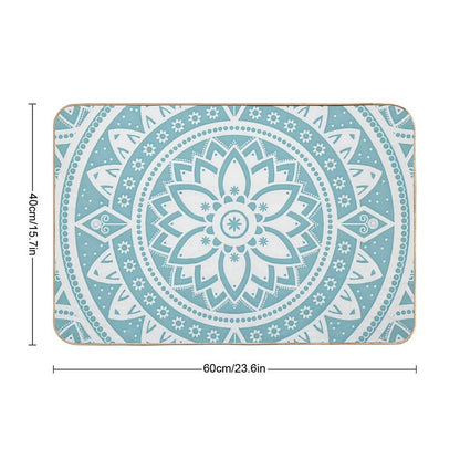 Blue Circular Relaxing Mandala  Easy Maintenance Bath Mat