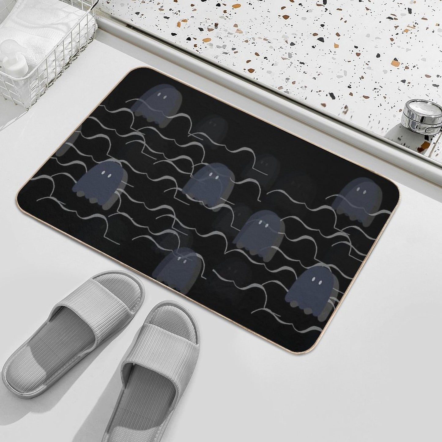 Scary Ghosts.  Stain-Proof Bath Mat