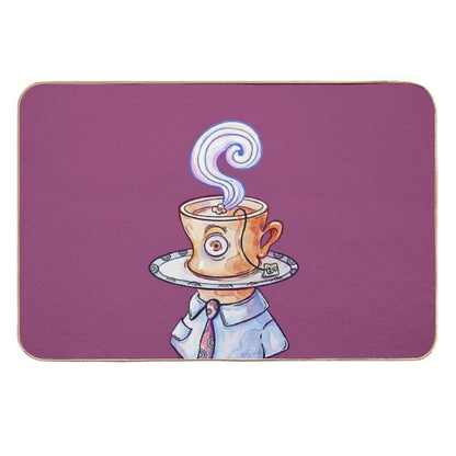 Tea Cup Man Watercolor  Easy Maintenance Bath Mat