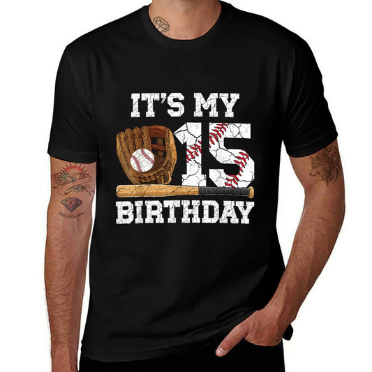 15th Birthday Baseball 15 Year Old Baseball Player  Odor-resistant T-Shirt