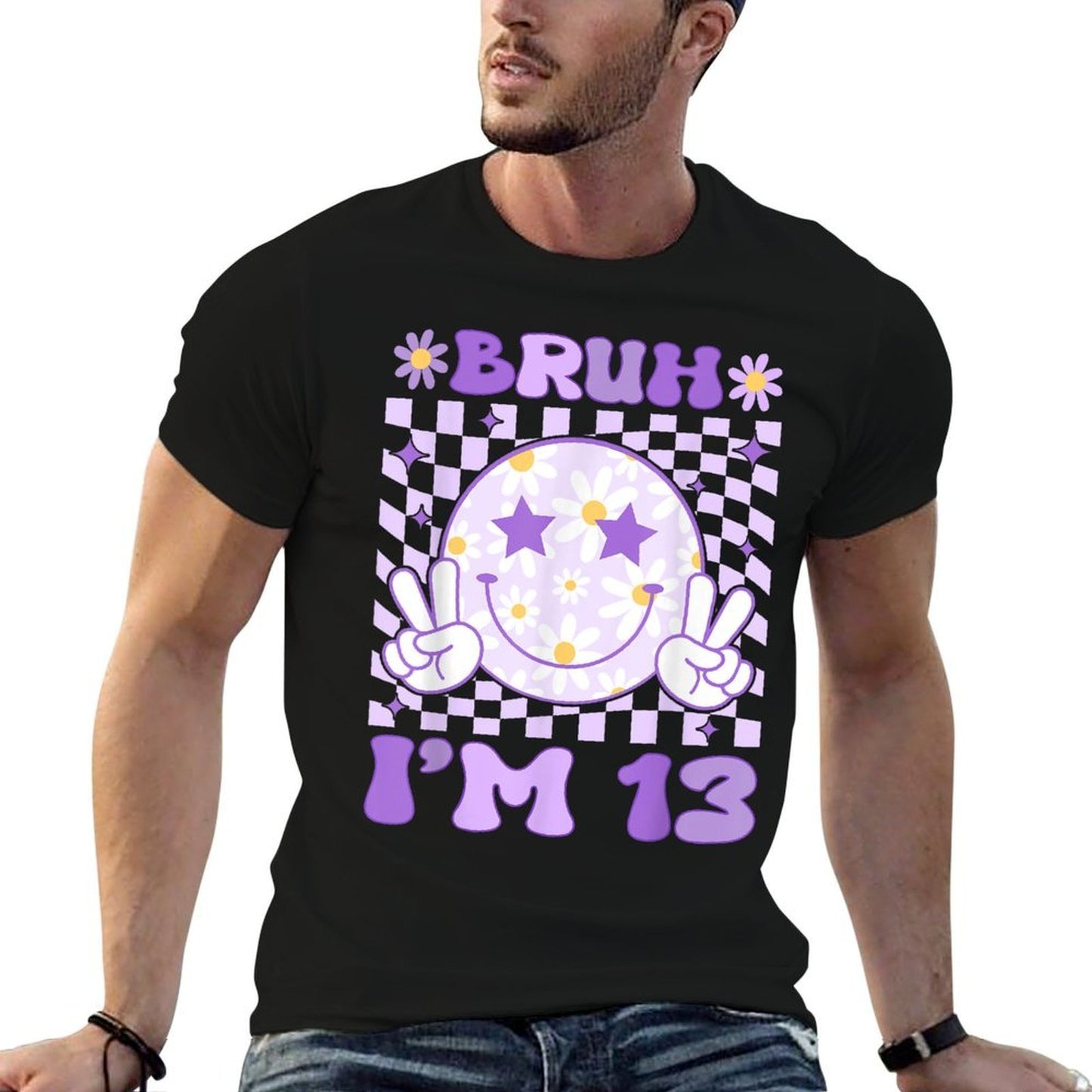 Bruh I'm 13 Years Old Purple Birthdayns 13th Birthday  Stretchy T-Shirt