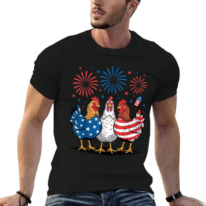 Funny Patriotic Chickens USA 4th of July Chicken Lover  Stretchy T-Shirt
