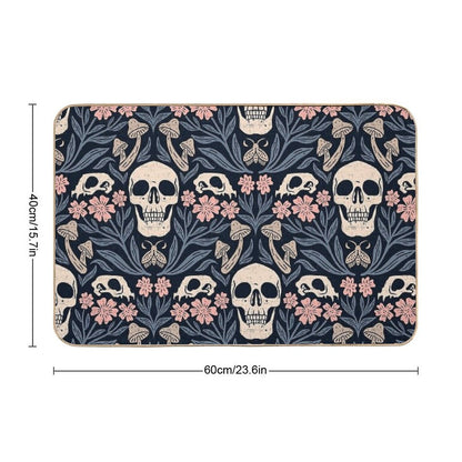 Dark Botanical Skulls – Dark Academia – Enchanted Forest  Stain-Proof Bath Mat