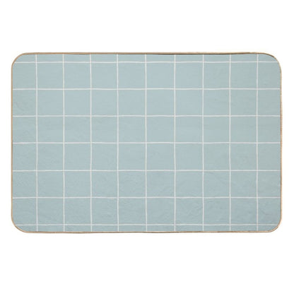 Rustic Grid Soft Aqua  Absorbent Bath Mat