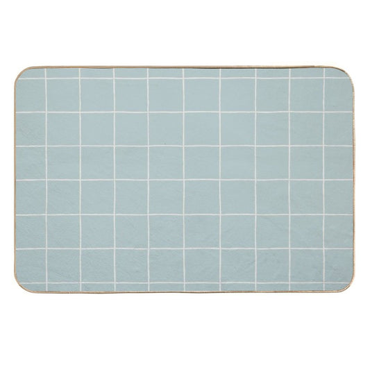 Rustic Grid Soft Aqua  Absorbent Bath Mat